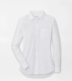 Garment-Dyed Cotton Button Up Blouse