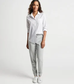 Garment-Dyed Cotton Button Up Blouse
