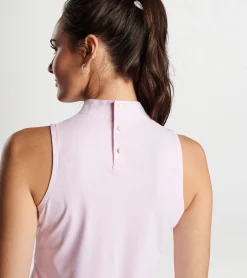 Scottie Herringbone Print Mock Neck Shell